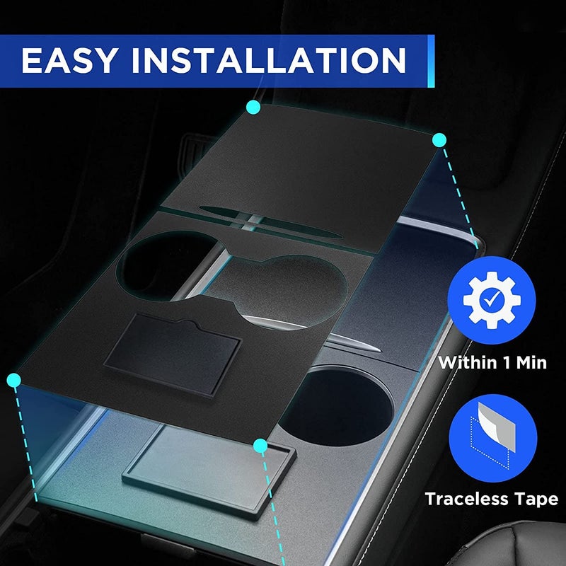 Nestour 2021 2022 2023 Tesla Model 3 Model Y Center Console Wrap Cover Kit, Ultra Slim, Non-Trace Center Console Protector Accessories, Premium ABS Material (Matte Black) - Image 5